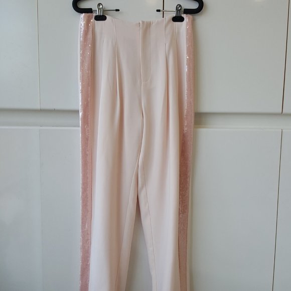 CINQ À SEPT! Ruthy Sequin Stripe Jacket and  Pants in Pink/ Travertine (SET) - Picture 14 of 17